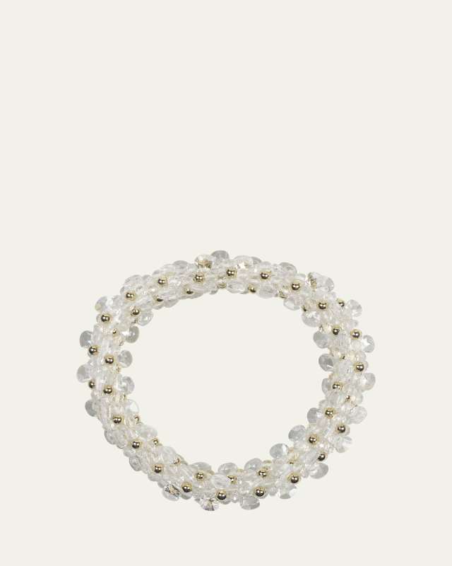 14K Yellow Gold, Crystal and Zircon Bead Bracelet